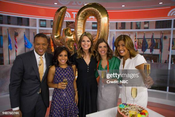 Craig Melvin, Sheinelle Jones, Hoda Kotb, Savannah Guthrie and Siri Daly on Thursday, April 19, 2018 --