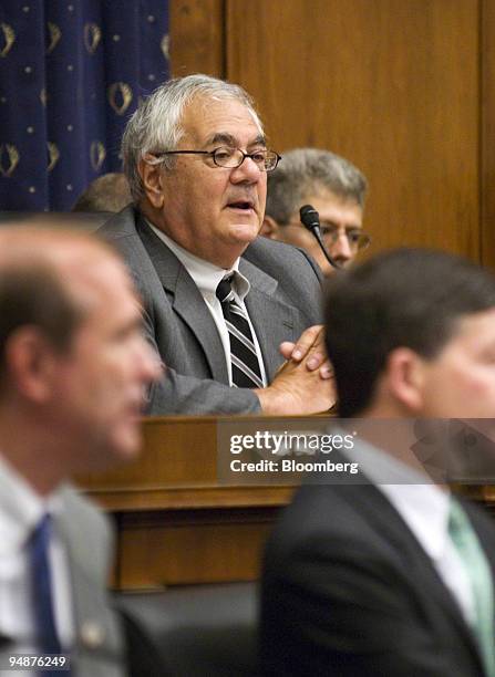 Barney Frank, U.S. Representative from Massachusetts, chairs a hearing of the House Financial Services in Washington, D.C., U.S., on Wednesday, July...