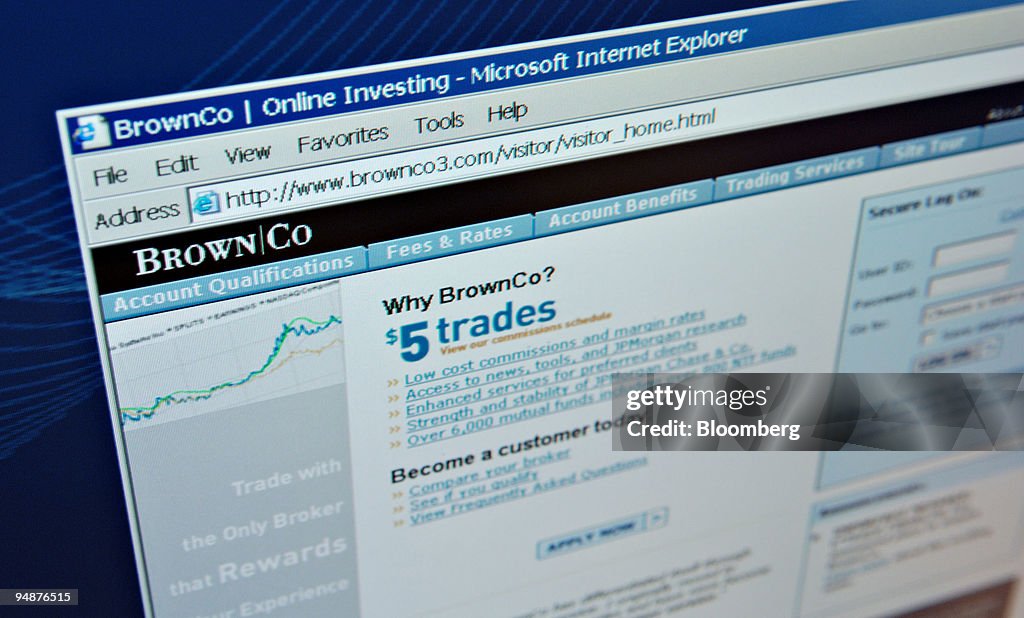 The BrownCo homepage is pictured on a screen in New York, Th