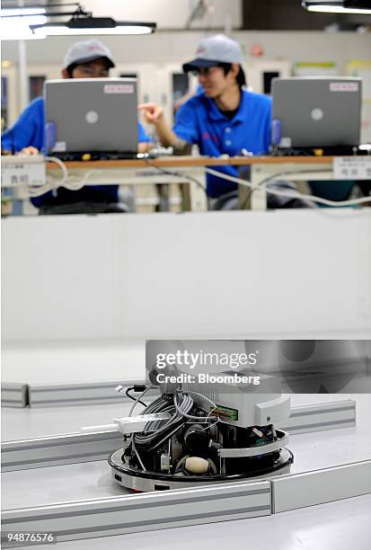 Trainee engineers test Mobile Robots at Denso E & TS Training Center Corp. In Anjo City, Aichi Prefecture, Japan, on Tuesday, July 15, 2008. Denso...