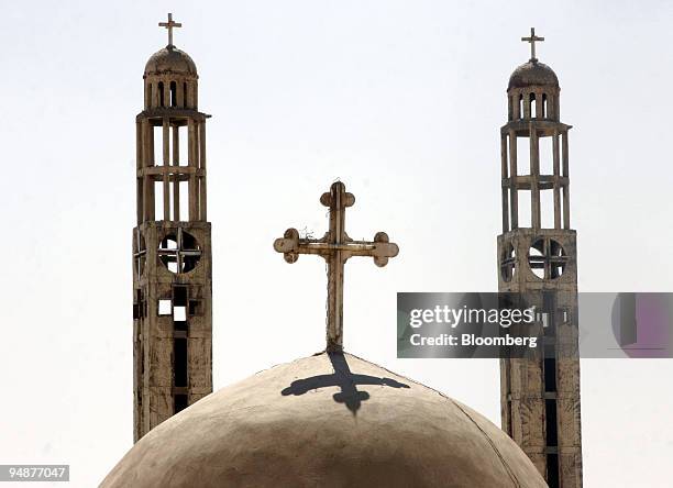 Modern additions sit on the 1,700-year-old Abu Fana Monastery in the Nile River valley in Hor, south central Egypt, on Monday, July 14, 2008....