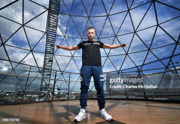 Boxer Carl Frampton poses for a portrait at Victoria Square on April 19, 2018 in Belfast, Northern Ireland. Frampton was taking part in an open...