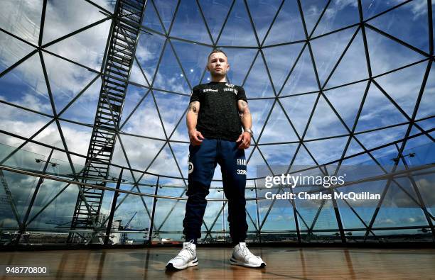 Boxer Carl Frampton poses for a portrait at Victoria Square on April 19, 2018 in Belfast, Northern Ireland. Frampton was taking part in an open...