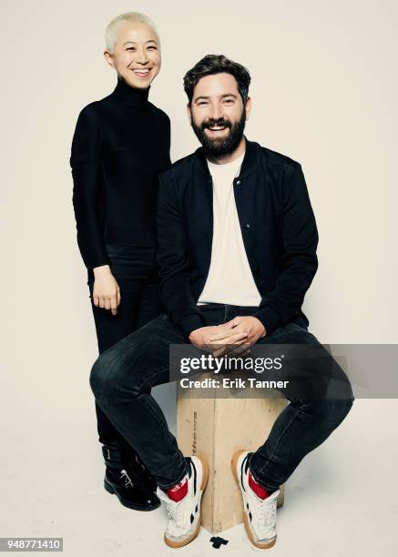 Producer Hyunjoo Kim and Director Murray Cummings of the film Songwriter pose for a portrait during the 2018 Tribeca Film Festival at Spring Studio...