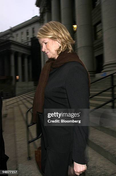 Martha Stewart leaves federal court in New York, Thursday, March 4, 2004. The jury is focusing on the perjury charge against her former broker, Peter...