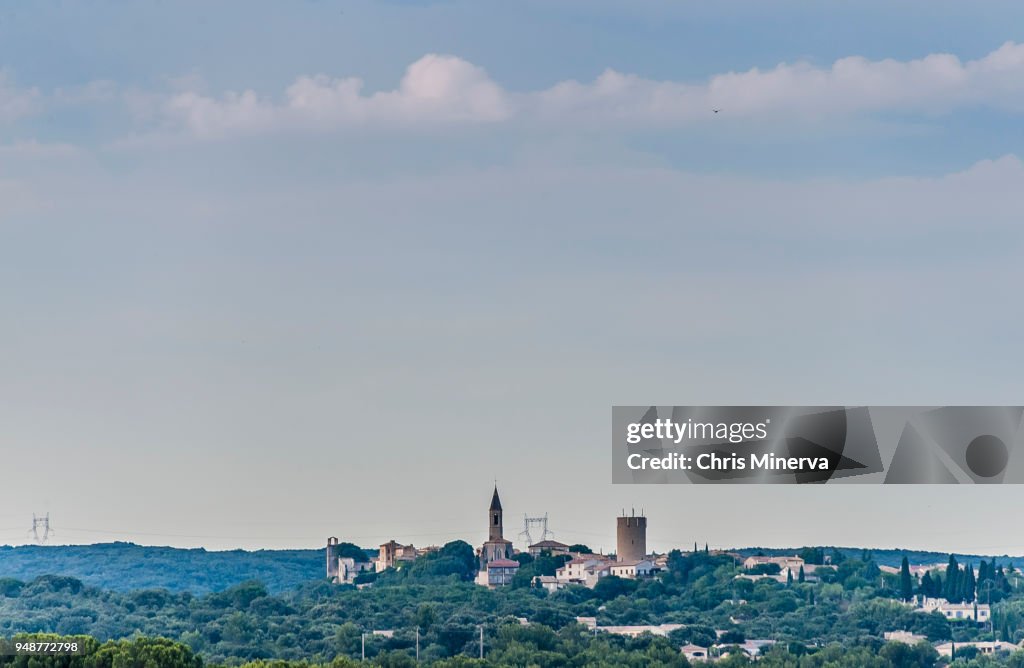 View of Village of Castillon du Gard, France