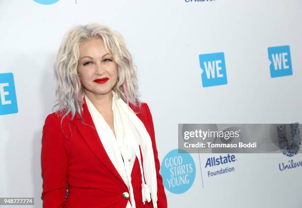 Cyndi Lauper attends WE Day California at The Forum on April 19, 2018 in Inglewood, California.