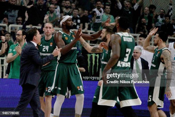 Chris Singleton, #0 of Panathinaikos Superfoods Athens react during the Turkish Airlines Euroleague Play Offs Game 2 between Panathinaikos Superfoods...