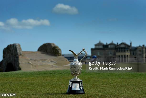 The Senior Open Trophy in front of the Swilken Bridge and Club House ahead of the 2018 Senior Open Championship which will be hosted at The Old...