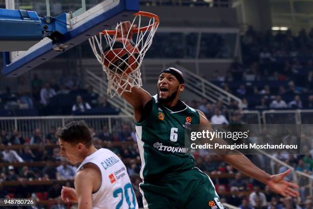 Adreian Payne, #6 of Panathinaikos Superfoods Athens in action during the Turkish Airlines Euroleague Play Offs Game 2 between Panathinaikos...