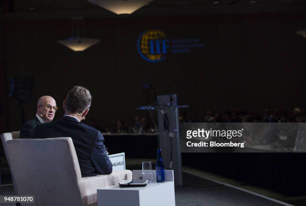 Christopher Giancarlo, chairman of the Commodity Futures Trading Commission , speaks during a discussion at the Institute of International Finance...