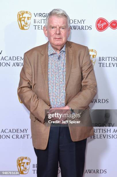 Commentator John Motson attends the Virgin TV BAFTA nominees' party at Mondrian London on April 19, 2018 in London, England.