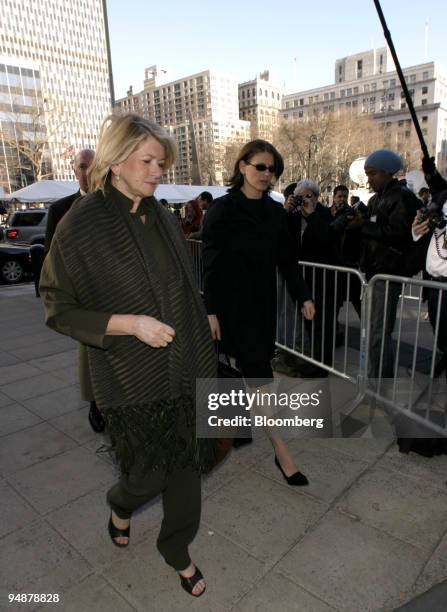 Martha Stewart, left, arrives with her daughter Alexis, right, at Manhattan Federal Court in New York on March 3, 2004.