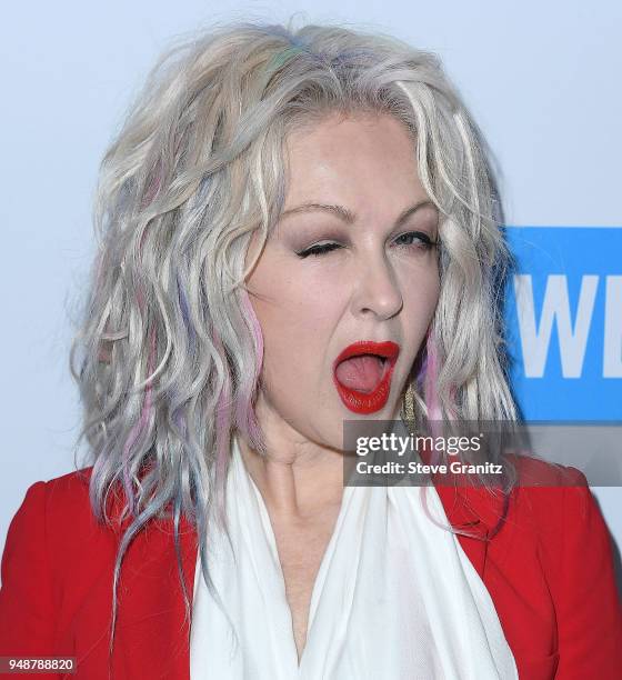 Cyndi Lauper arrives at the WE Day California To Celebrate Young People Changing The World at The Forum on April 19, 2018 in Inglewood, California.