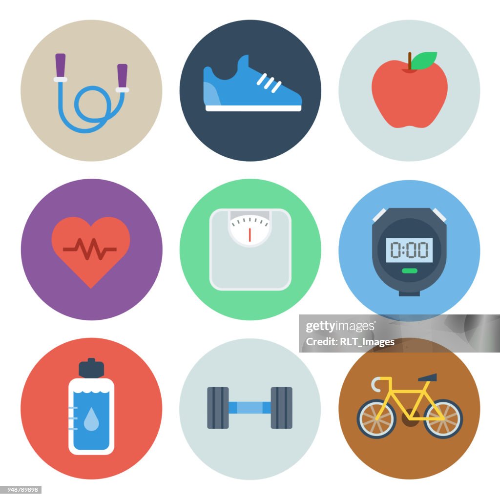 Health & Fitness Icons — Circle Series