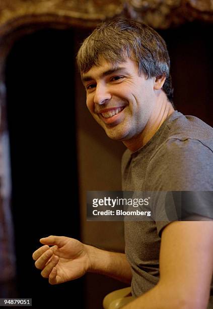 Larry Page, co-founder of Google Inc., chats with the media during the 26th annual Allen & Co. Media and Technology Conference in Sun Valley, Idaho,...