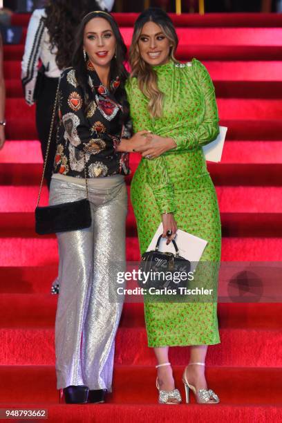 Ines Gomez Mont and Galilea Montijo pose prior the Dolce & Gabbana Alta Moda and Alta Sartoria collections fashion show at Soumaya Museum on April...