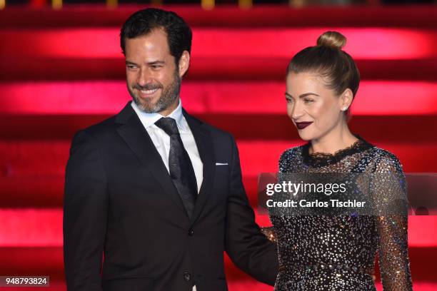 Carlos Emiliano Salinas and Ludwika Paleta pose prior the Dolce & Gabbana Alta Moda and Alta Sartoria collections fashion show at Soumaya Museum on...