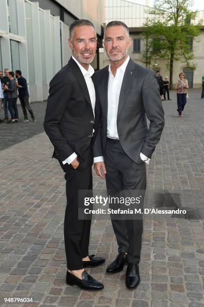 Dean and Dan Caten attend the opening event of Torre at Fondazione Prada on April 19, 2018 in Milan, Italy.