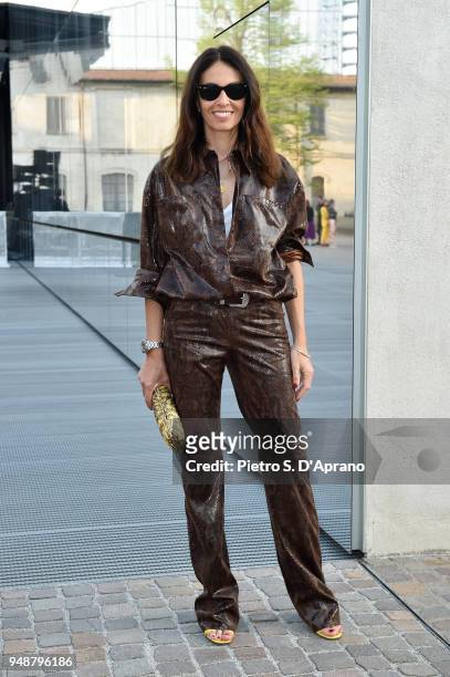 Viviana Volpicella attends the opening event of Torre at Fondazione Prada on April 19, 2018 in Milan, Italy.