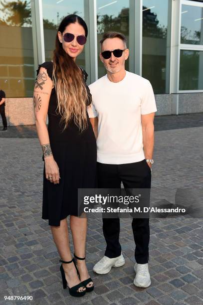 Benedetta Mazzini and Neil Barrett attend the opening event of Torre at Fondazione Prada on April 19, 2018 in Milan, Italy.