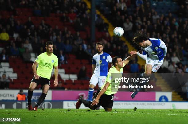 Bradley Dack of Blackburn Rovers scores their first goal of the game during the Sky Bet League One match between Blackburn Rovers and Peterborough...