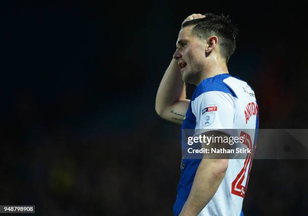 Marcus Antonsson of Blackburn Rovers looks on during the Sky Bet League One match between Blackburn Rovers and Peterborough United at Ewood Park on...