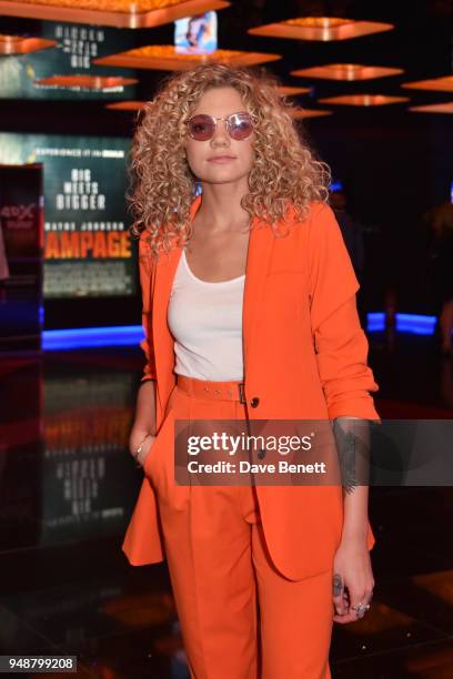 Becca Dudley attends a gala evening celebrating the brand new Cineworld Leicester Square featuring a screening of "Rampage" in 4DX on April 19, 2018...