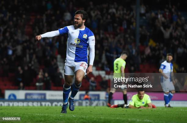 Bradley Dack of Blackburn Rovers celebrates after scoring during the Sky Bet League One match between Blackburn Rovers and Peterborough United at...