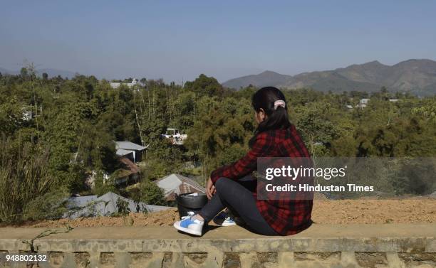 Helen one of the rescued girl at Churachandpur on January 22, 2018 some 200 Km from Imphal, India. During a language training session, Helen realized...