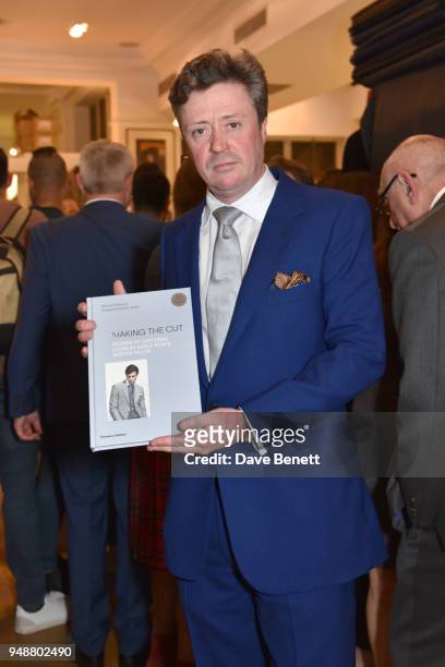 Richard Anderson attends the launch of new book "Making The Cut" by bespoke tailor Richard Anderson at his Savile Row shop on April 19, 2018 in...