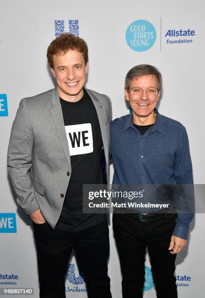 Craig Kielburger and Tom Wilson attend WE Day California at The Forum on April 19, 2018 in Inglewood, California.