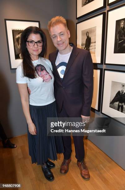 Comedian Michael Mittermeier and his wife Gudrun Mittermeier during Olaf Heine's 'Hush Hush' exhibition opening at Immagis Fine Art Photography on...