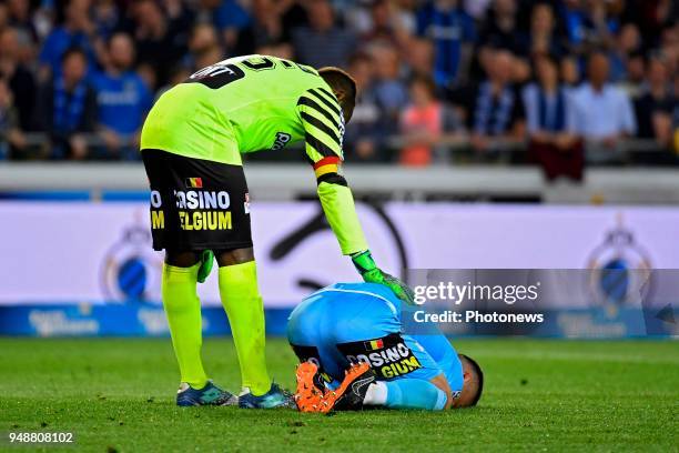 Parfait Junior Mandanda goalkeeper of Sporting Charleroi during the Jupiler Pro League play off 1 match between Club Brugge and R. Charleroi SC on...