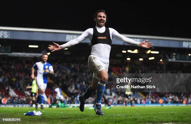 Bradley Dack of Blackburn Rovers celebrates after scoring the third goal during the Sky Bet League One match between Blackburn Rovers and...