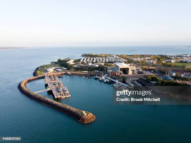 April 8: An aerial view of the Darwin City centre at sunrise on April 08, in Darwin, Australia.