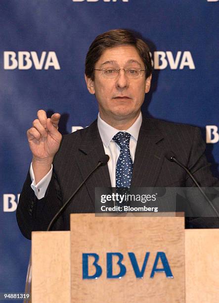 Jose Ignacio Goirigolzarri, chief executive of Banco Bilbao Vizcaya Argenta SA, speaks at a news conference in Madrid, Spain, Monday, February 2,...