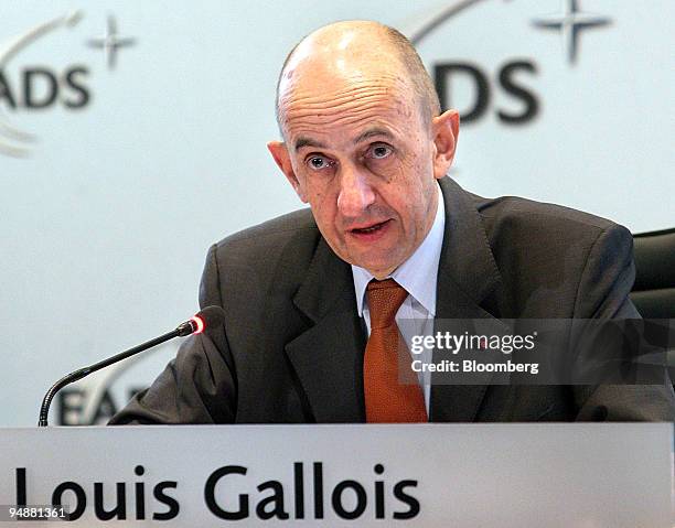 Louis Gallois, chief executive officer of EADS, speaks at a news conference in Paris, France, on Tuesday, March 11, 2008. European Aeronautic,...