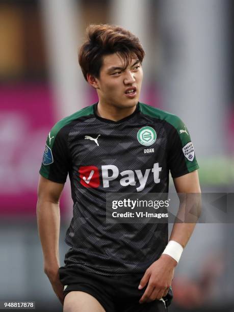 Ritsu Doan of FC Groningen during the Dutch Eredivisie match between FC Utrecht and FC Groningen at the Galgenwaard Stadium on April 19, 2018 in...