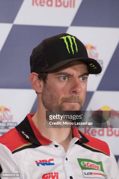 Cal Crutchlow of Great Britain and LCR Honda looks on during the press conference during the MotoGp Red Bull U.S. Grand Prix of The Americas -...