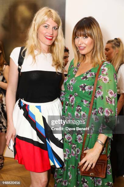 Meredith Ostrom and Catalina Guirado attend a private view of Joe Corre's new exhibition "Ash From Chaos" at Lazinc on April 19, 2018 in London,...