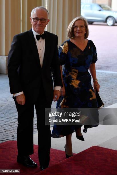 Australia's Prime Minister Malcolm Turnbull and his wife Lucy arrive to The Queen's Dinner during the Commonwealth Heads of Government Meeting at...