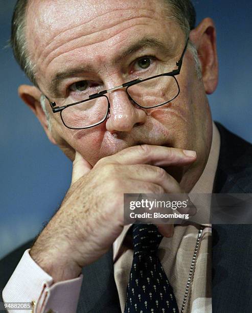 Rodrigo de Rato, managing director of the International Monetary Fund, listens during a media briefing Thursday, September 22 in Washington, D.C....