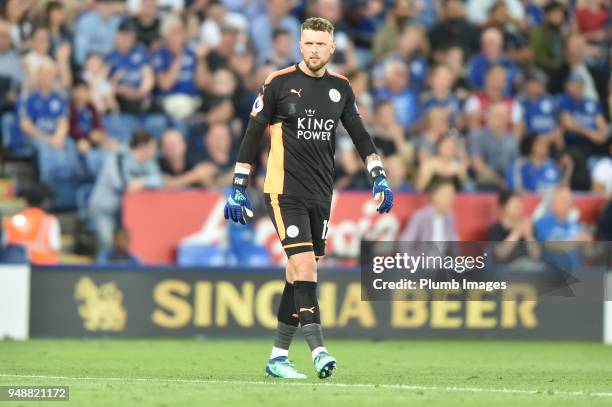 Ben Hamer of Leicester City during the Premier League match between Leicester City and Southampton at The King Power Stadium on April 19th 2018 in...