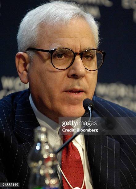 David M. Rubenstein, co-founder and managing director of Carlyle Group Ltd., speaks during a session on day four of the World Economic Forum in...