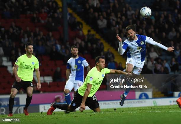 Bradley Dack of Blackburn Rovers scores their first goal of the game during the Sky Bet League One match between Blackburn Rovers and Peterborough...