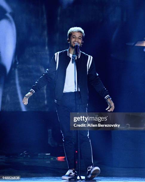 Jordan Fisher performs onstage at WE Day California at The Forum on April 19, 2018 in Inglewood, California.