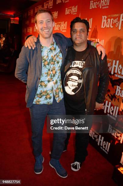 Ricky Wilson and Nathan Azmi attend the Gala Night after party for "Bat Out Of Hell The Musical" at the Bloomsbury Ballroom on April 19, 2018 in...