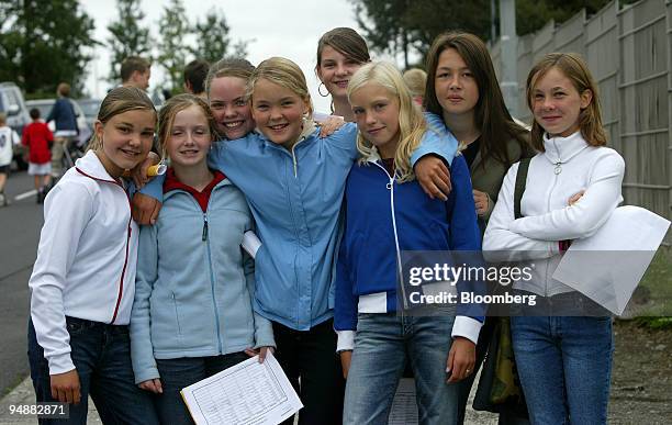 Students pose on the first day of school in Reykjavik City, Iceland, August, 2003. Merck & Co., the drugmaker that had four medicines fail in...