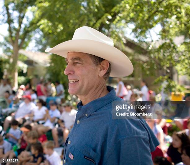Mark Udall, U.S. Representative from Colorado and candidate for the U.S. Senate, campaigns at a Fourth of July parade in Greeley, Colorado, U.S., on...